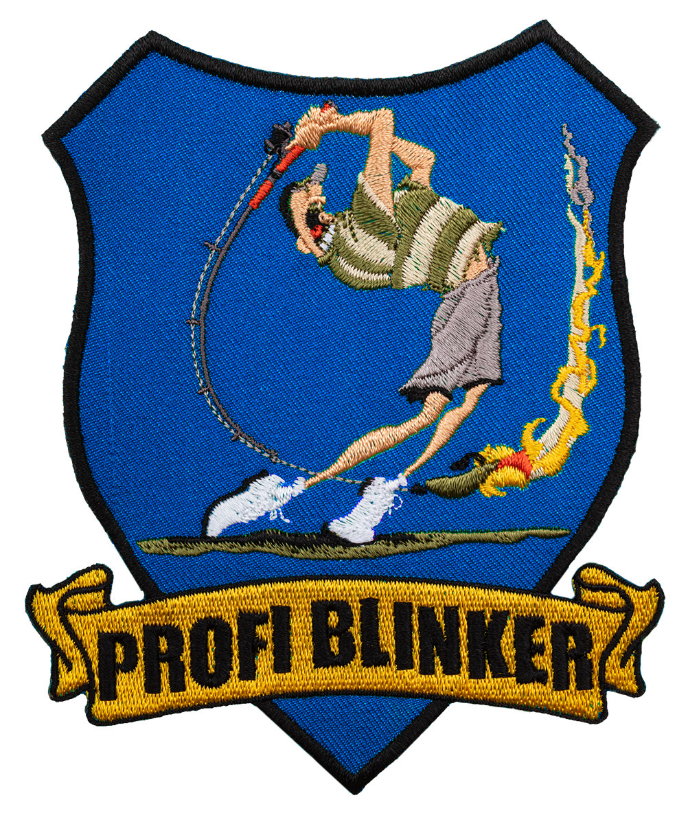 ProfiBlinker Aufnäher blau Jubiläumsangler 