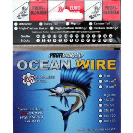 ProfiBlinker 1x7 Ocean Wire Silber / 15 kg Tragkraft / 5 Meter 