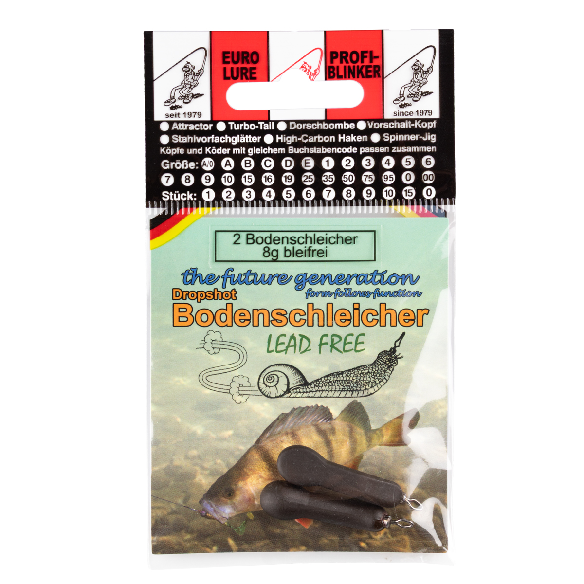ProfiBlinker Bodenschleicher Dropshot Keule mit normalem Wirbel / bleifrei / 8 g / 2er Pack 