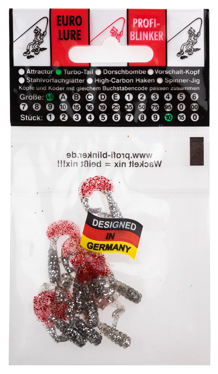 ProfiBlinker Turbotail Größe A/0 3cm Rauch / Silber-Metallic / 10er Pack 