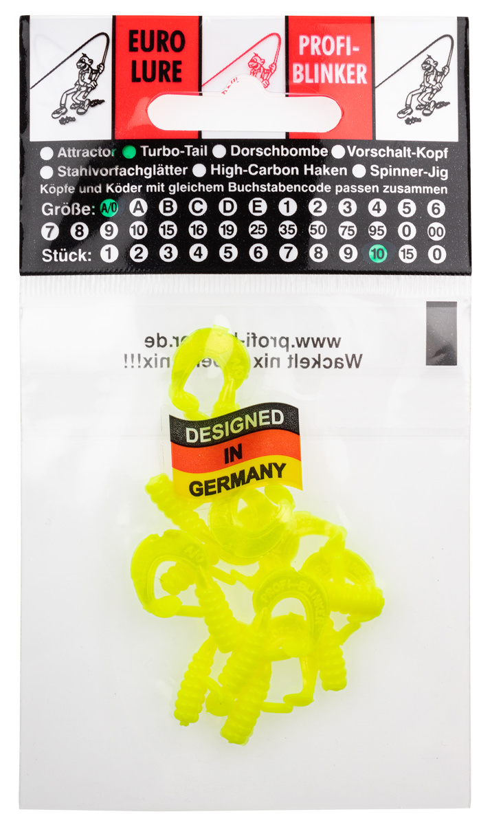 ProfiBlinker Turbotail Größe A/0 3cm Feuer-Gelb / Neon-Gelb / 10er Pack 