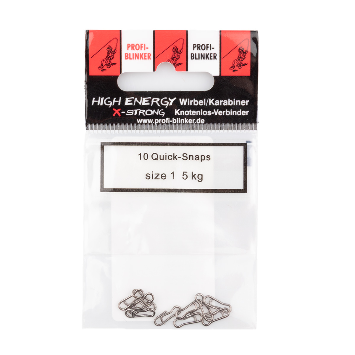 ProfiBlinker High Energy X-Strong Quick Snap Karabiner schwarz / Größe 1 / Tragkraft 5 kg / 10er Pack