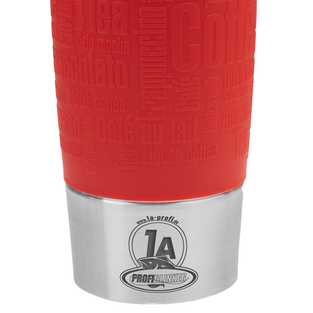 ProfiBlinker Thermobecher Emsa Travel Mug 360ml rot mit Gravur Motiv ''Wackelt nix, beißt nix!''