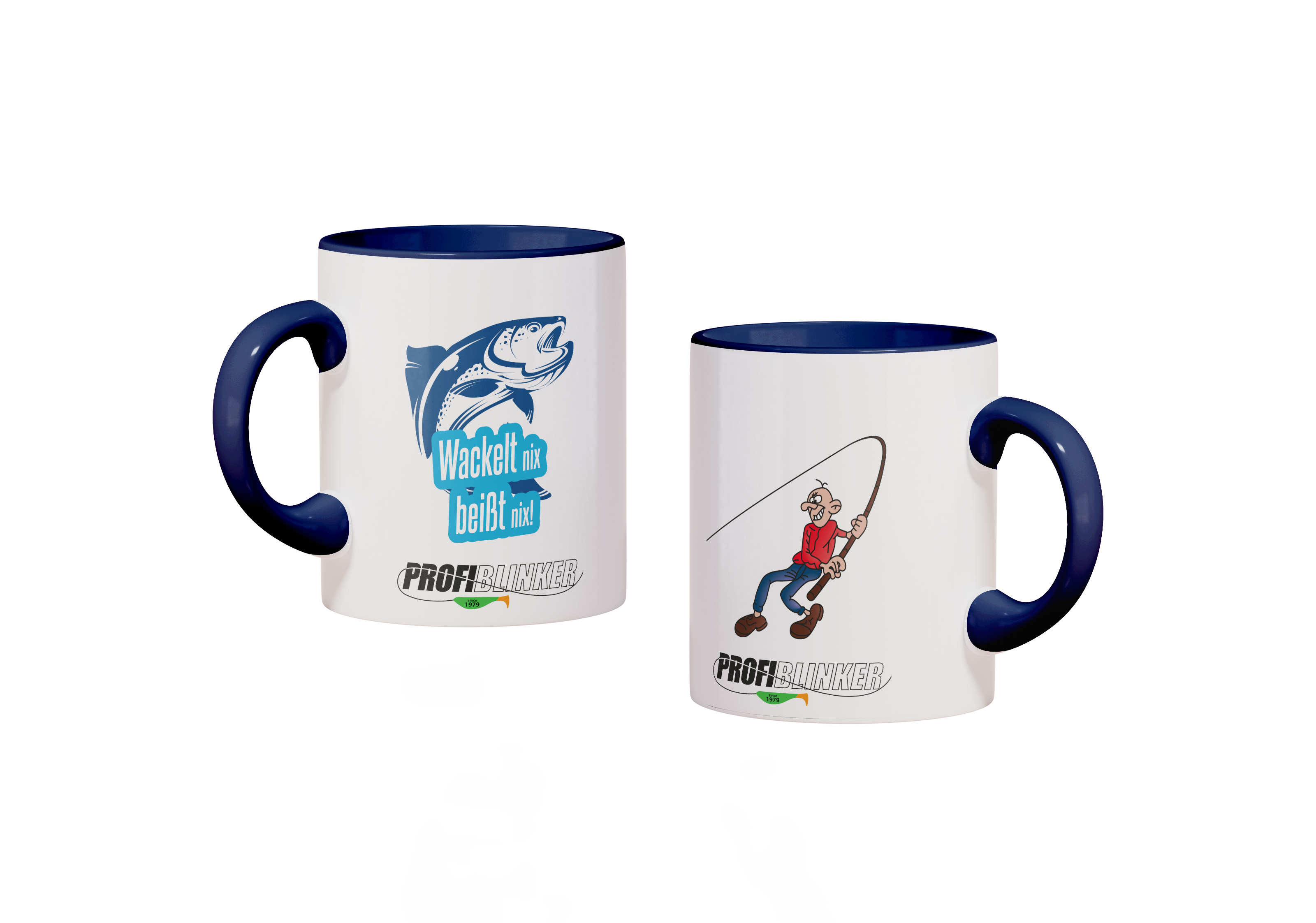 ProfiBlinker Kaffeepott Keramik dunkelblau - Motiv ''Wackelt nix beißt nix'' 