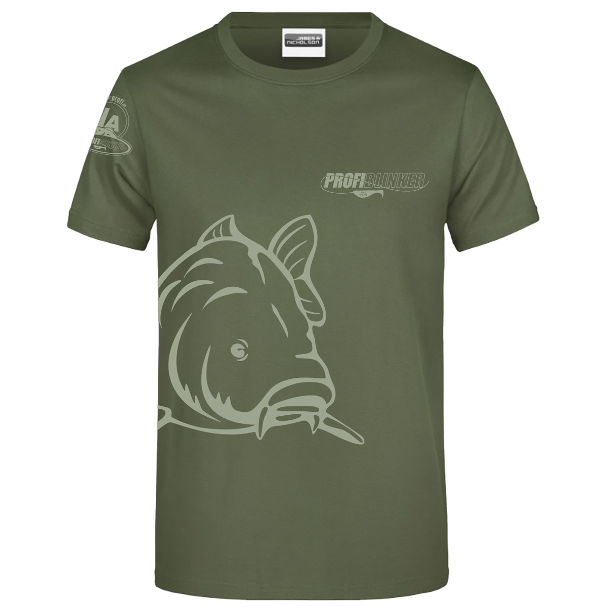 ProfiBlinker Tshirt olive Motiv Karpfen Größe 3XL 