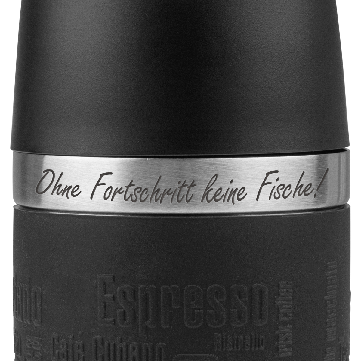 ProfiBlinker Thermobecher Emsa Travel Mug 360ml blau mit Gravur Motiv ''Ohne Fortschritt keine Fische!''