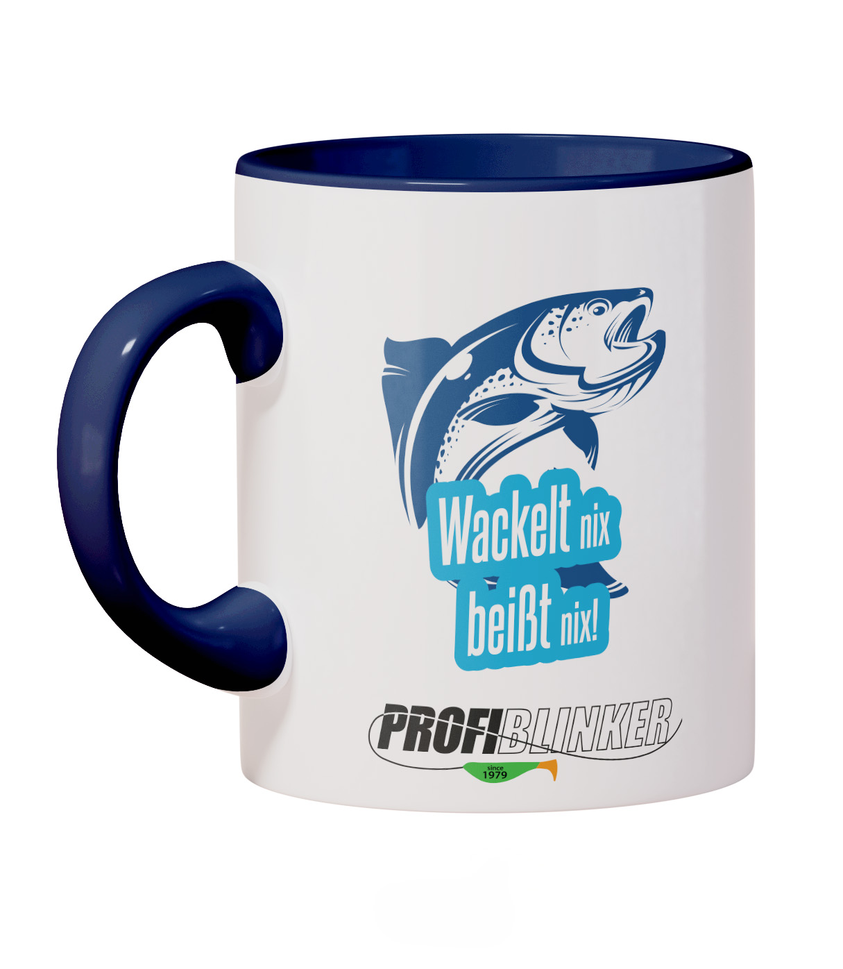 ProfiBlinker Kaffeepott Keramik dunkelblau - Motiv ''Wackelt nix beißt nix'' 