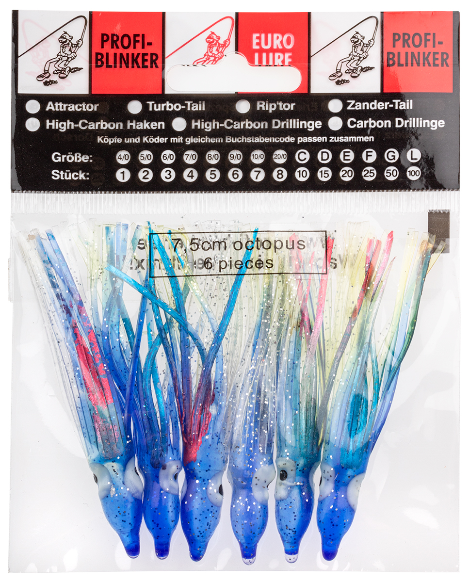 ProfiBlinker Octopus Größe 7,5cm laser-blau / 6er Pack 