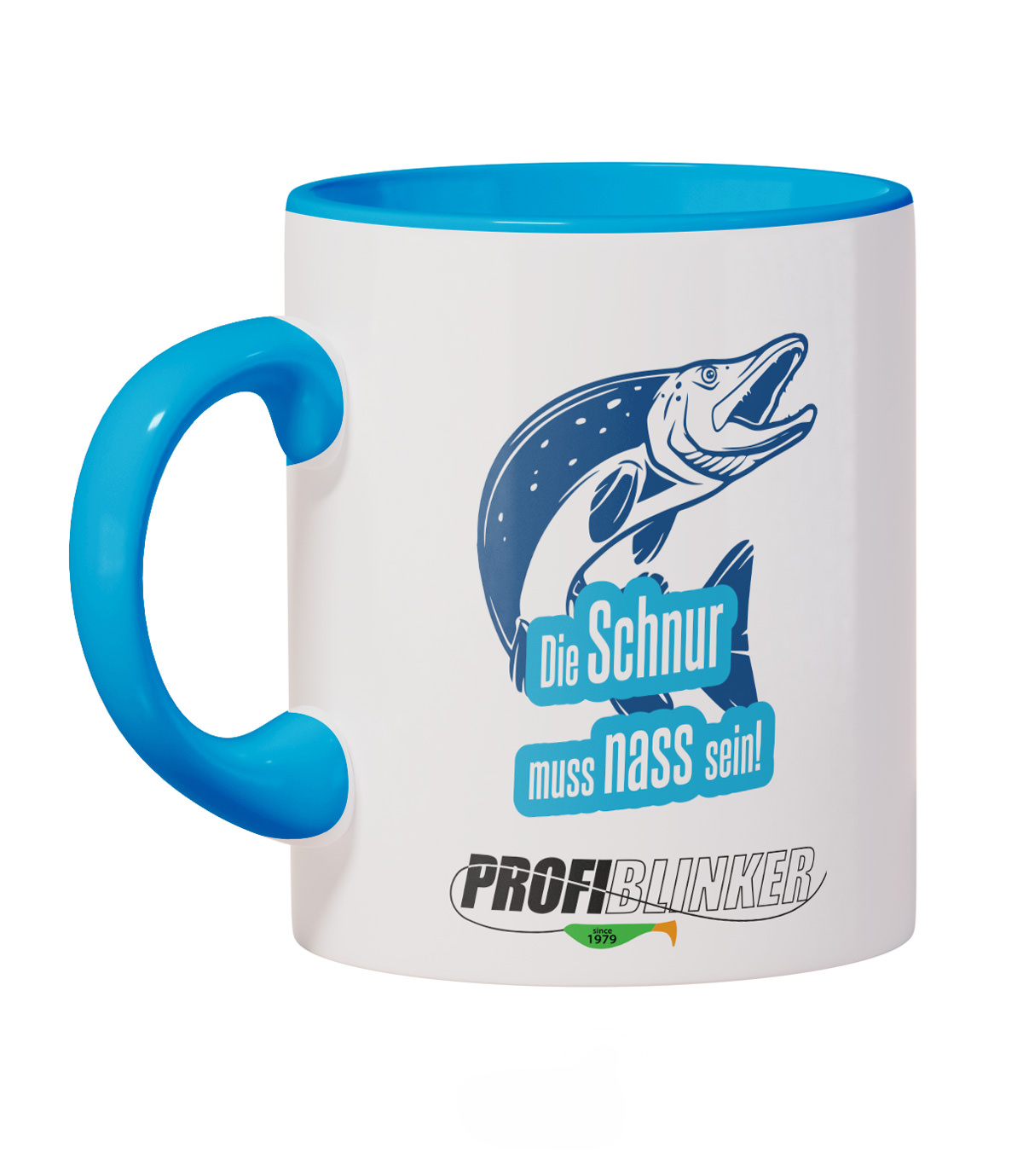 ProfiBlinker Kaffeepott Keramik hellblau - Motiv ''Die Schnur muss nass sein'' 