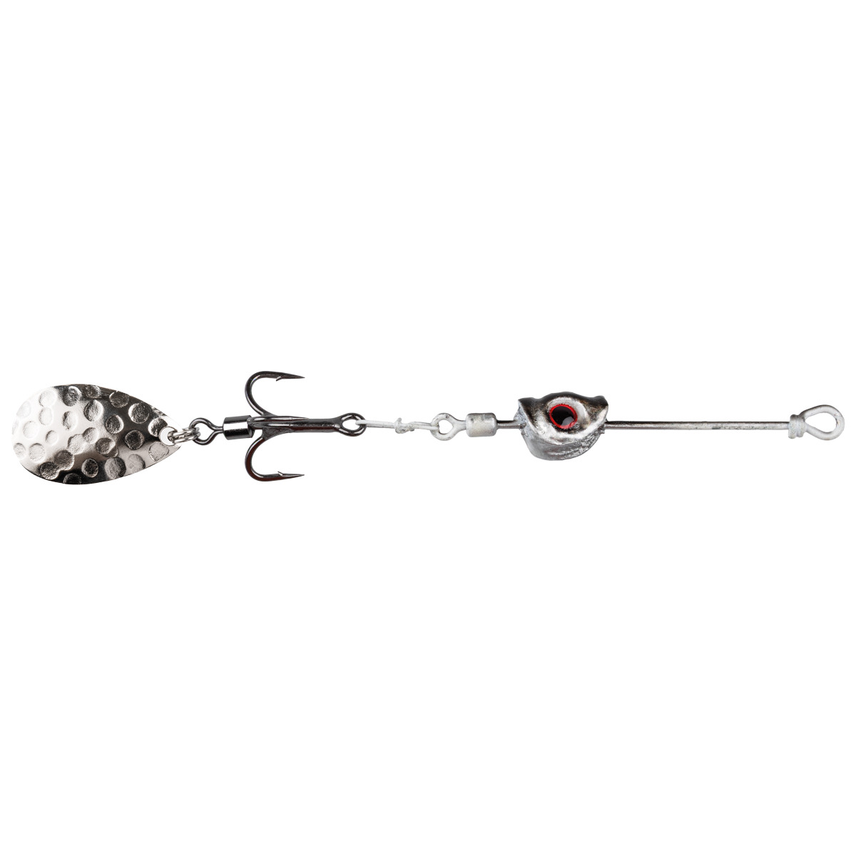 ProfiBlinker Tail-Hook Kiemenkopf Weißfisch 5 g / Wirbel-Drilling Titan mit Splintring / Spinnerblatt Tropfen Silber-Gehämmert / 1 Stück