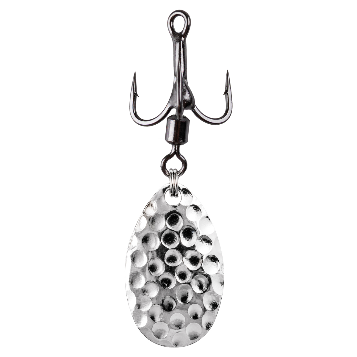 ProfiBlinker Tail-Hook Drilling xx-strong / Titan / Größe 8 / Edelstahl-Splintring & Spinnerblatt Tropfen Silber-Gehämmert / 2er Pack